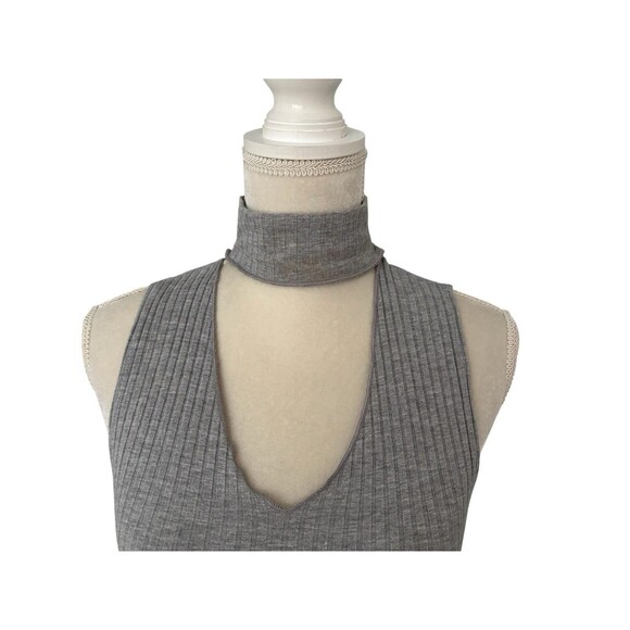 LNA Gray Sleeveless Ribbed Knit Tank Top Women's  Small Turtle High Neck Choker - Picture 13 of 13